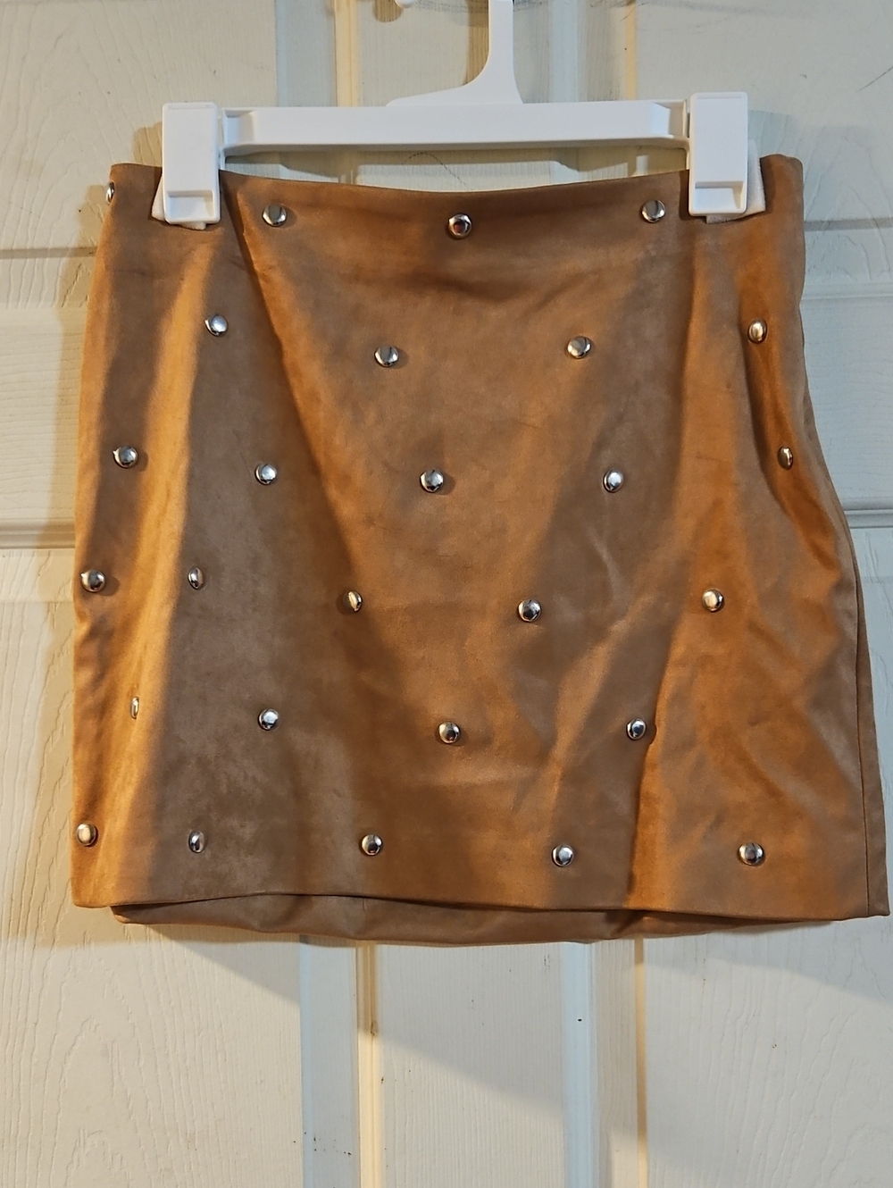FUTURE COLLECTIVE STUDDED SKIRT: COGNAC BROWN: NEW WITH TAGS: SIZE 2